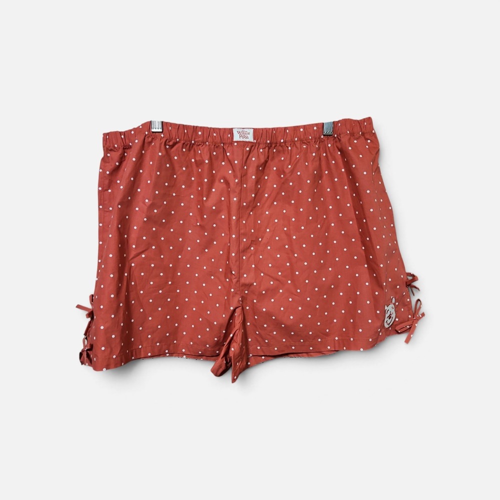 Disney Winnie the Pooh Pajama Shorts Red Polka Dot Bow Side Sleepwear XL 0596